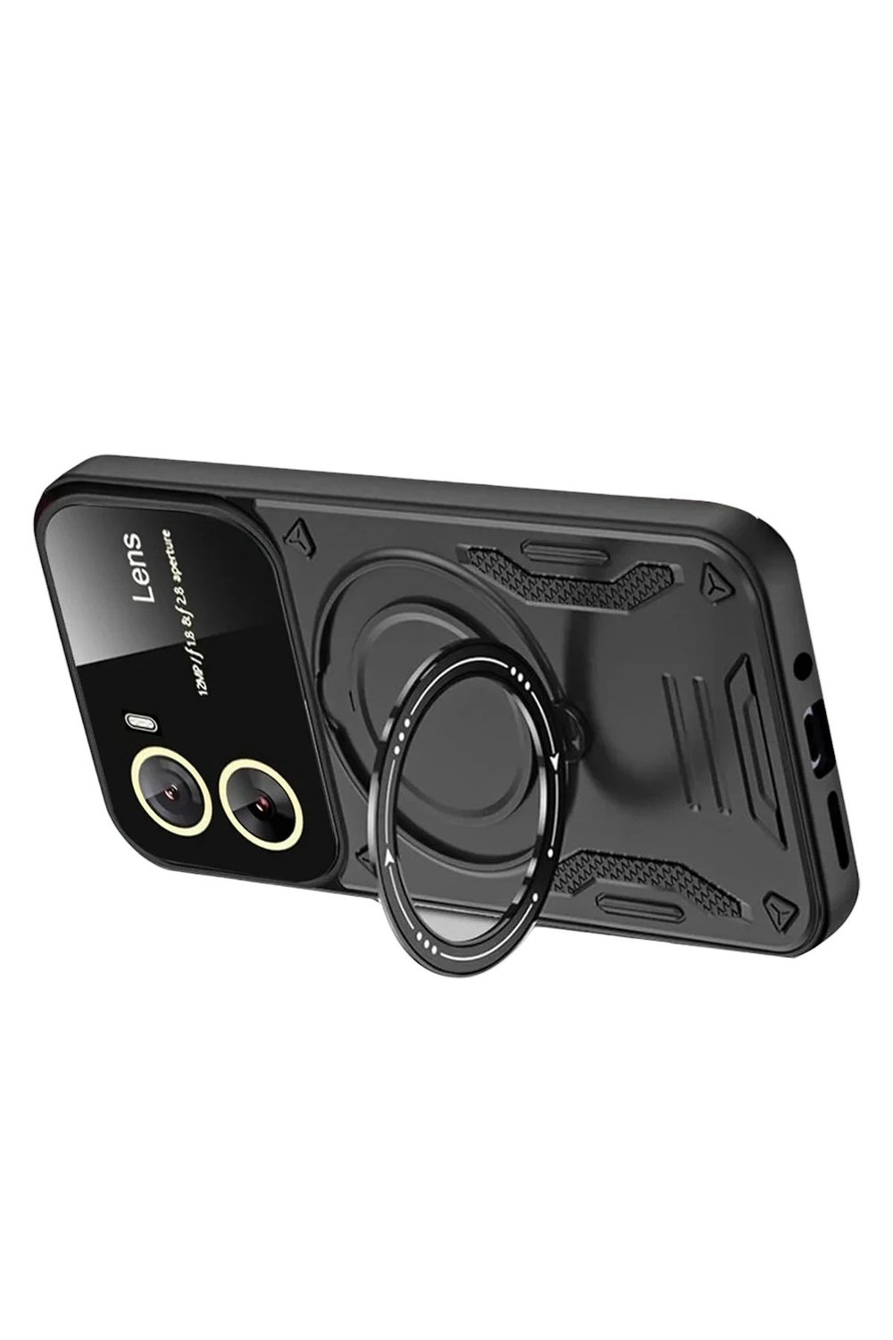 Mey İthalat®  Vivo Y16 Kılıf Joy Lens Standlı Kapak - Siyah