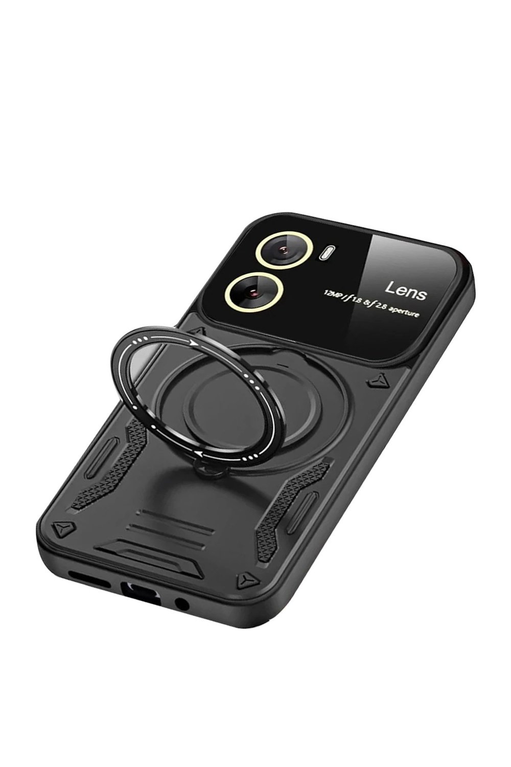 Mey İthalat®  Vivo Y16 Kılıf Joy Lens Standlı Kapak - Siyah
