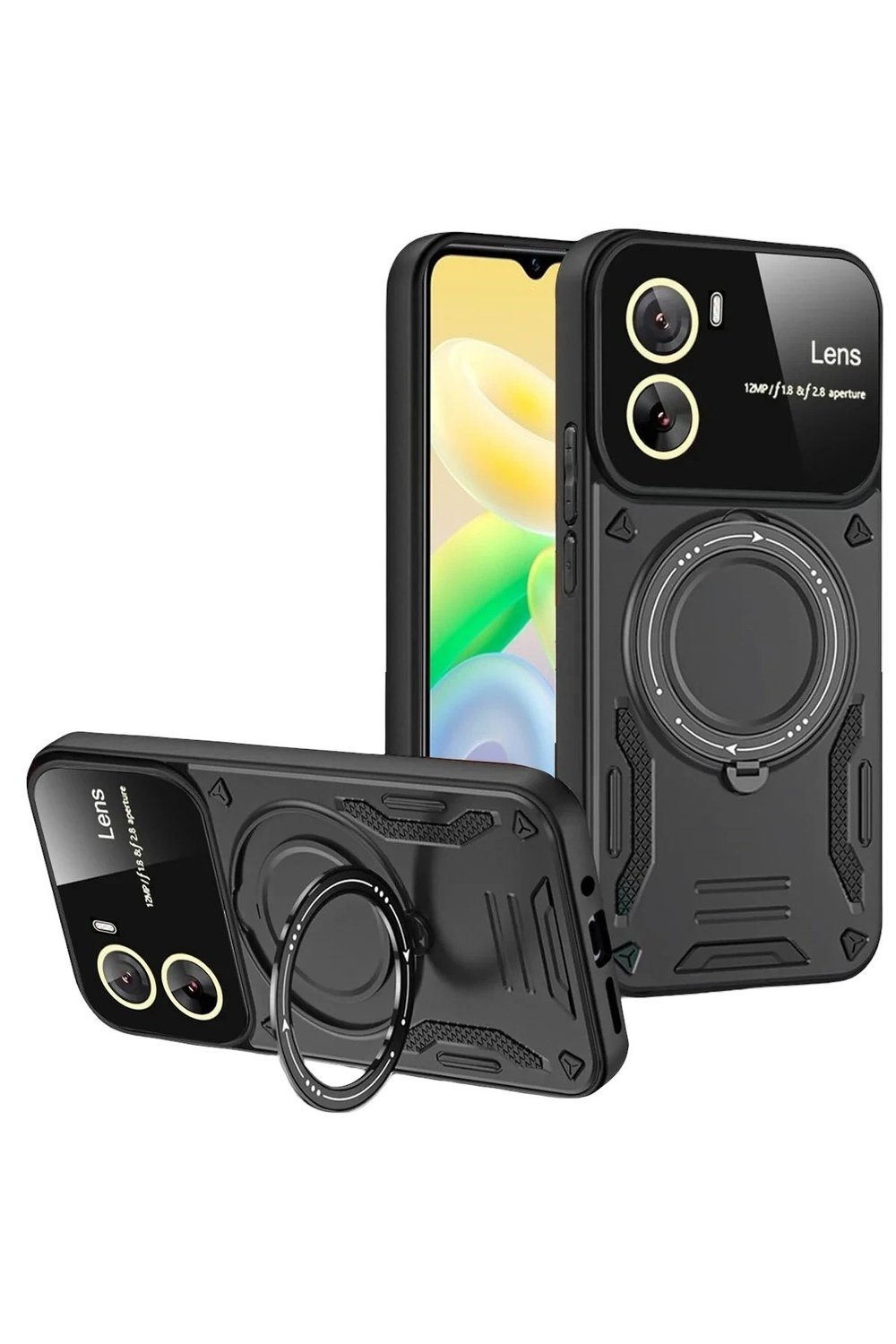 Mey İthalat®  Vivo Y16 Kılıf Joy Lens Standlı Kapak - Siyah