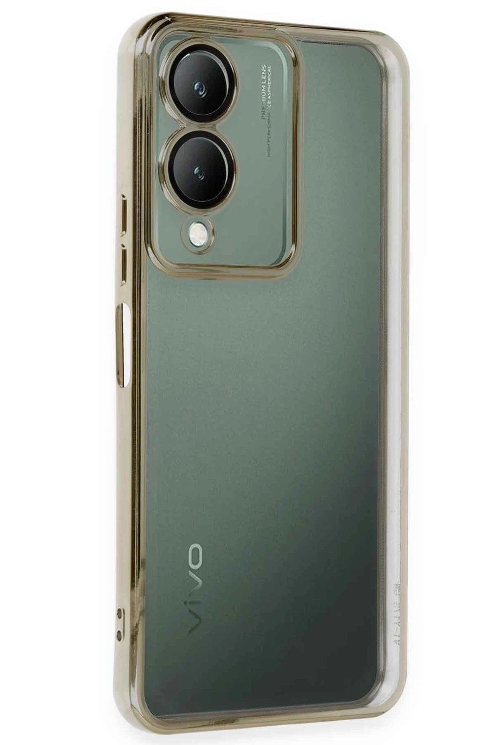 Mey İthalat®  Vivo Y17S Kılıf  Lensli Silikon - Gold