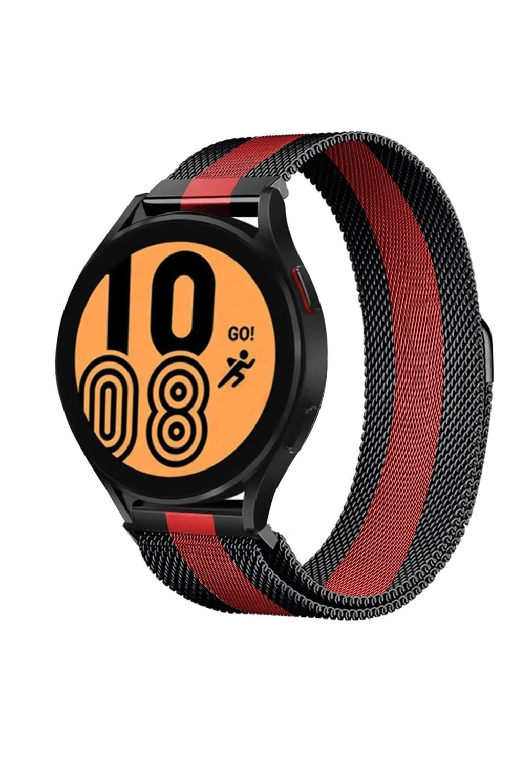 Mey İthalat®  Watch 20mm Metal Mıknatıslı Kordon - Siyah-Kırmızı