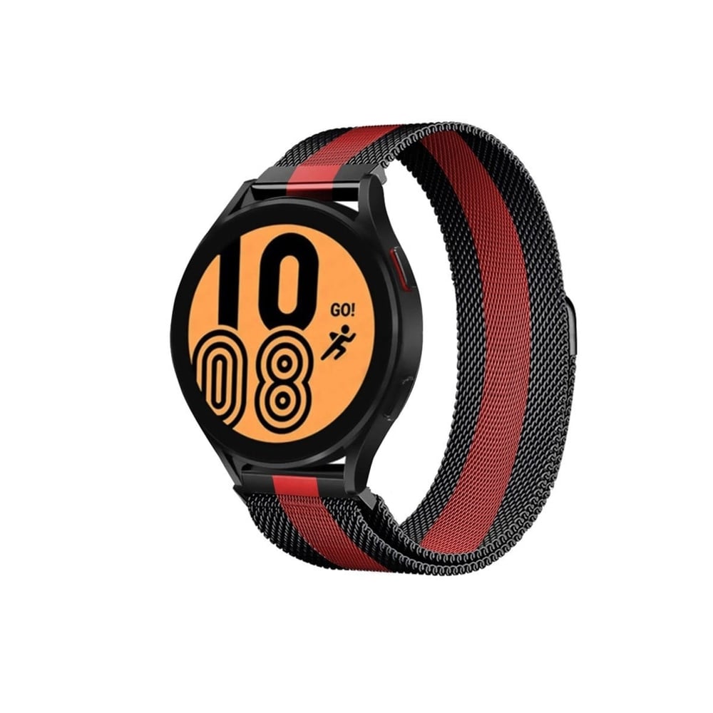 Mey İthalat®  Watch 20mm Metal Mıknatıslı Kordon - Siyah-Kırmızı