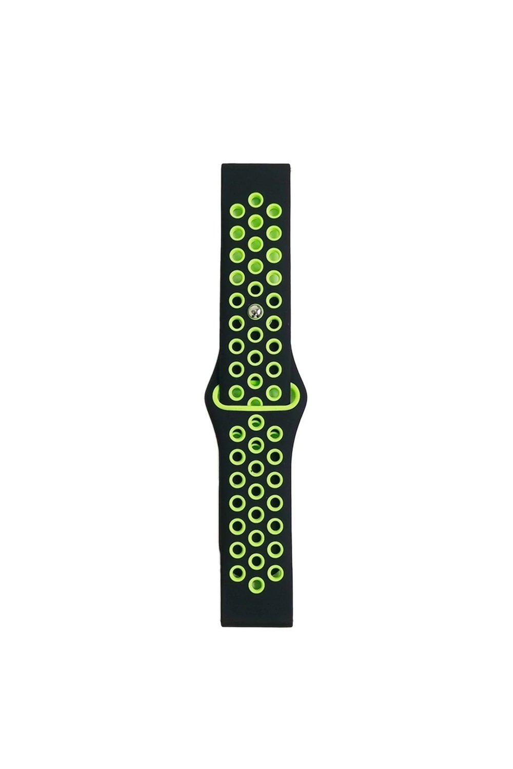 Mey İthalat®  Watch 20mm Spor Delikli Kordon - Siyah-Yeşil