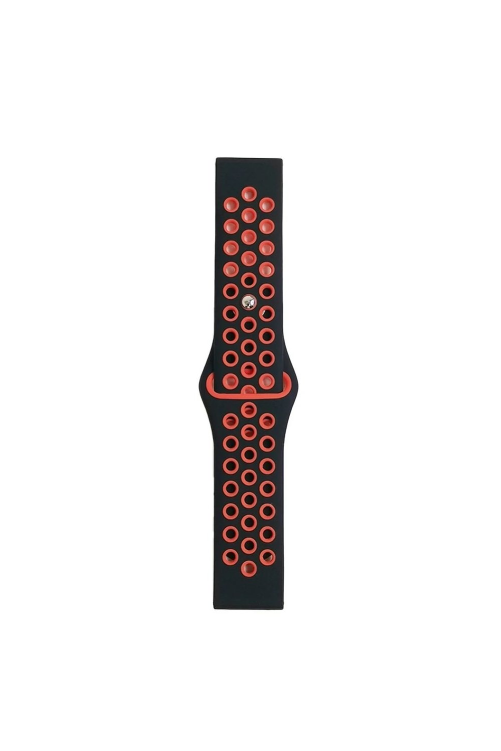 Mey İthalat®  Watch 20mm Spor Delikli Kordon - Siyah-Kırmızı