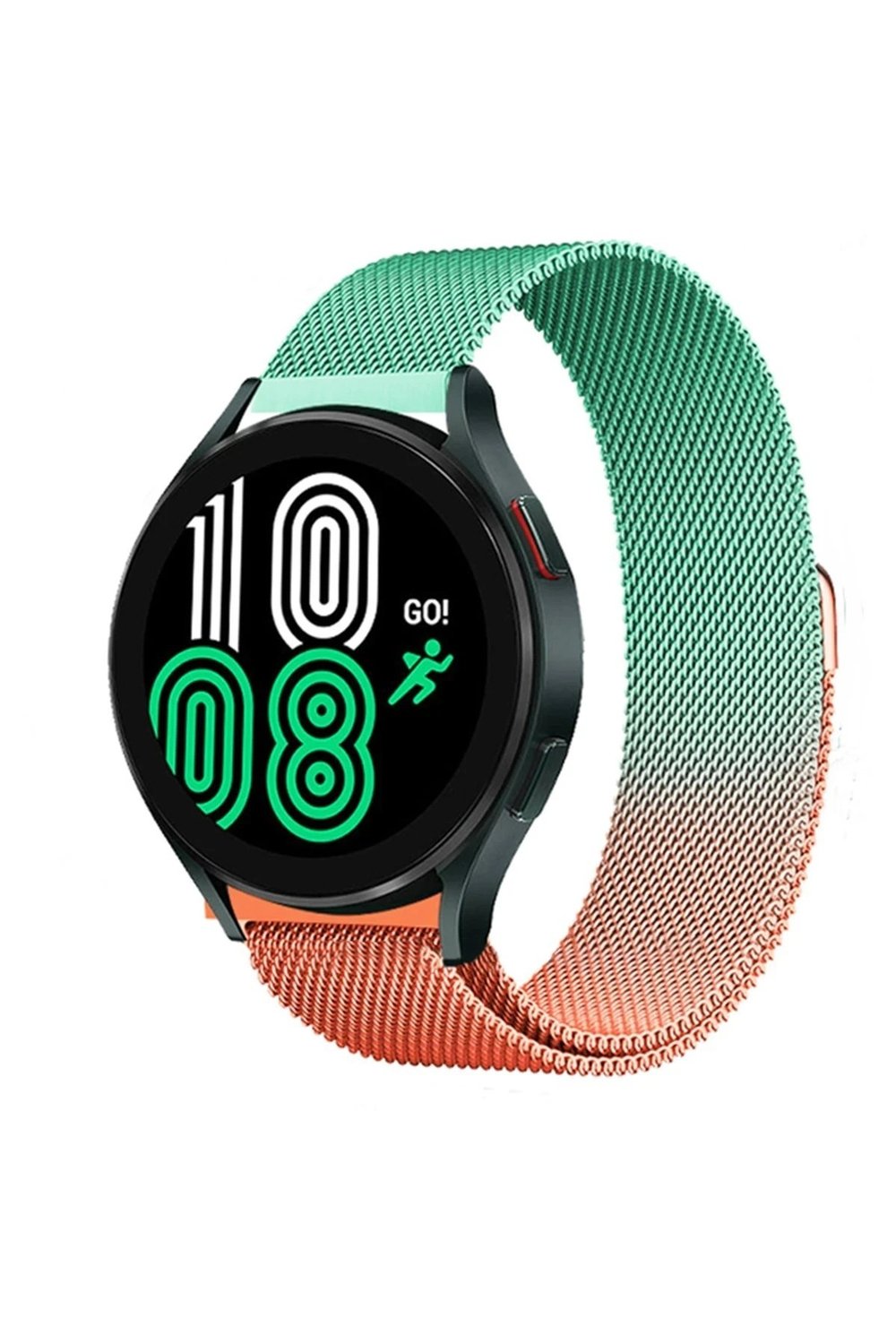 Mey İthalat®  Watch 22mm Metal Mıknatıslı Kordon - Turuncu-Yeşil