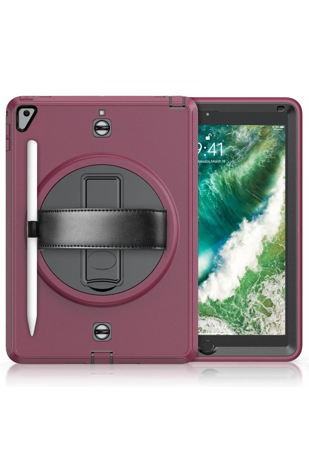 Mey İthalat®  iPad 5 Air 9.7 Kılıf Strap-C Otterbox Tablet Kapak - Mürdüm