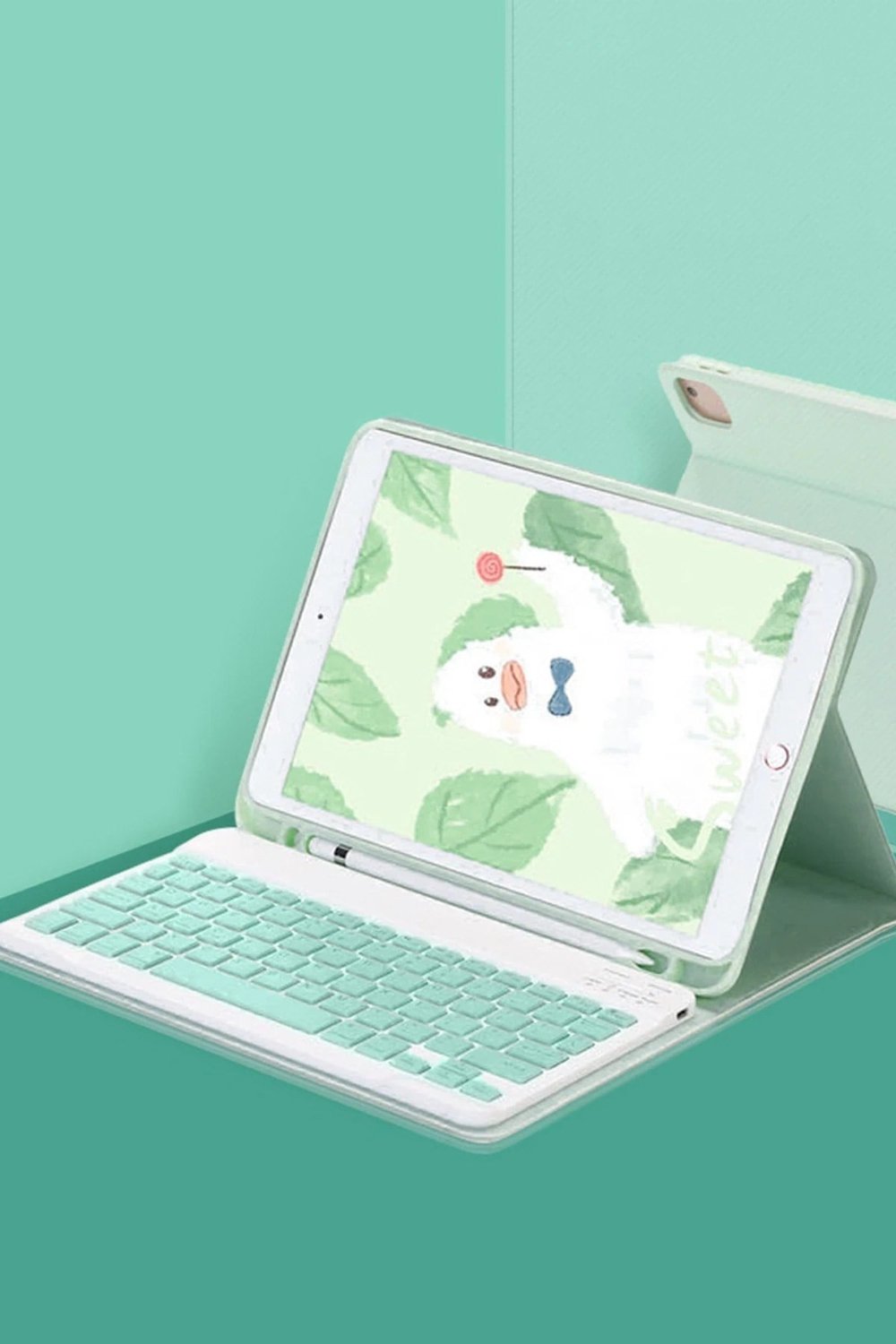 Mey İthalat®  iPad Pro 11 (2022) Kılıf KC01 Smart Klavyeli Tablet Kılıfı - Açık Yeşil