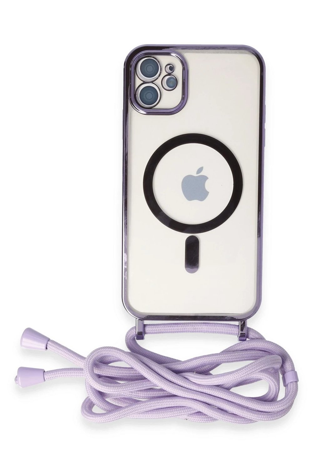 Mey İthalat®  iPhone 11 Kılıf Divo Lazer Askılı Magsafe Kapak - Lila