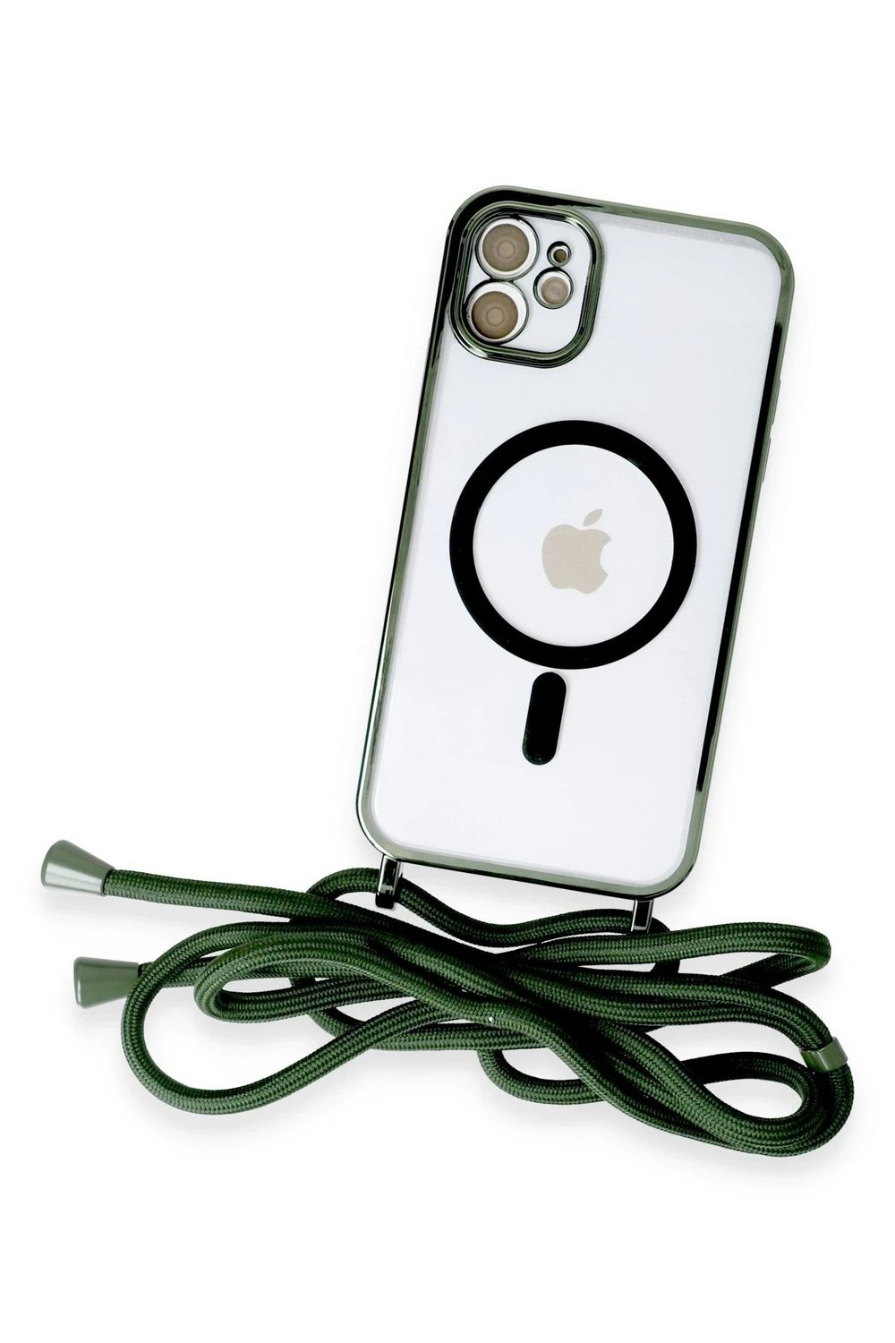 Mey İthalat®  iPhone 11 Kılıf Divo Lazer Askılı Magsafe Kapak - Koyu Yeşil