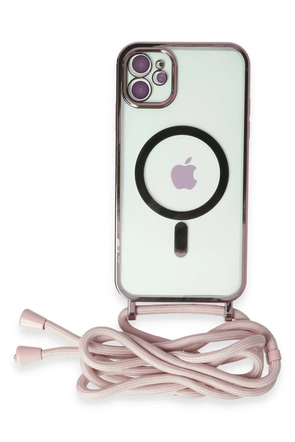 Mey İthalat®  iPhone 11 Kılıf Divo Lazer Askılı Magsafe Kapak - Pembe