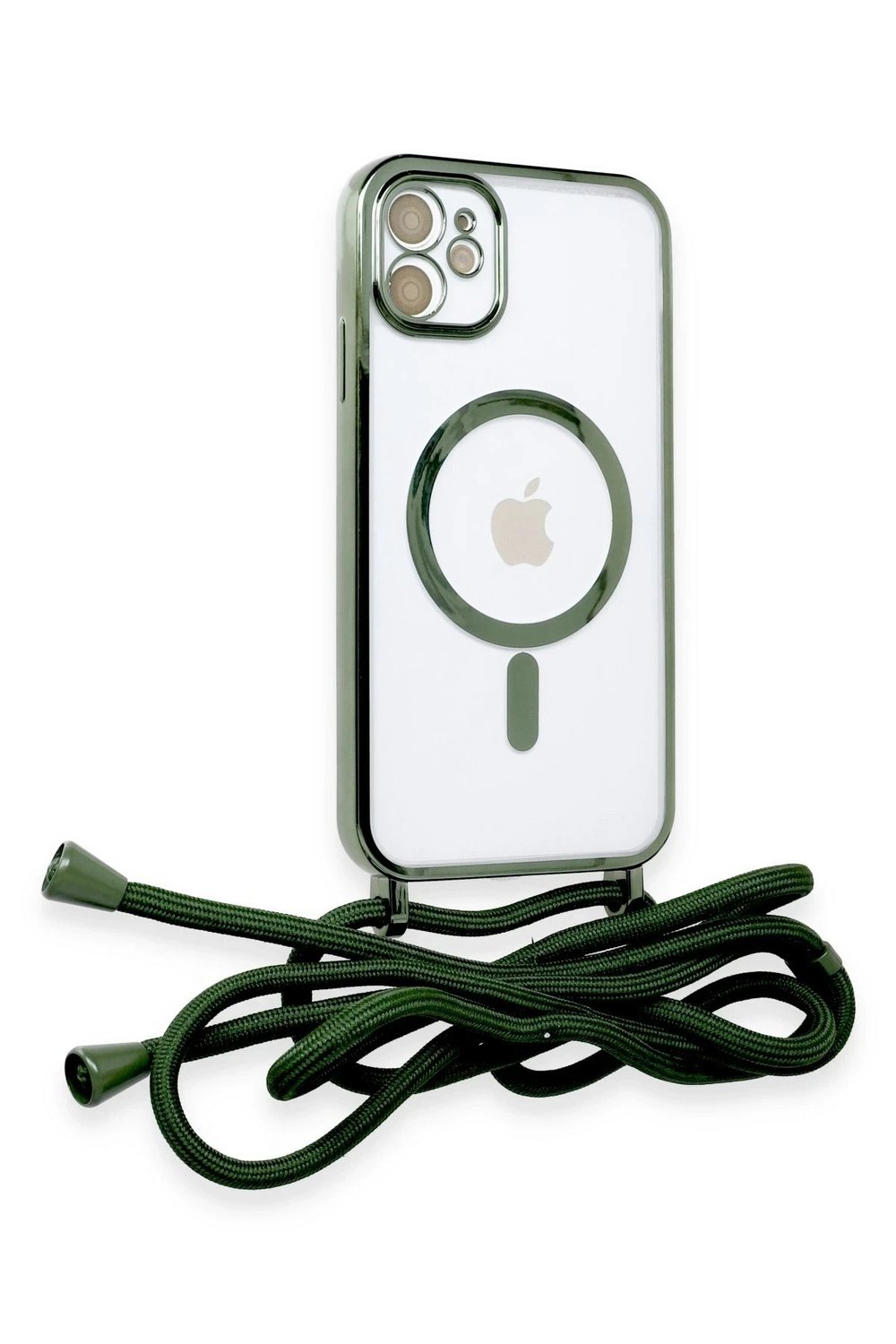 Mey İthalat®  iPhone 11 Kılıf Divo Lazer Askılı Magsafe Kapak - Koyu Yeşil