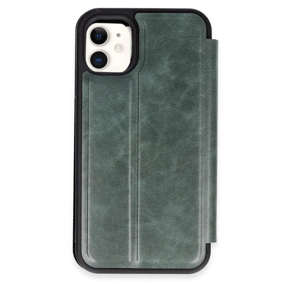 Mey İthalat®  iPhone 11 Kılıf Flip Cover - Koyu Yeşil
