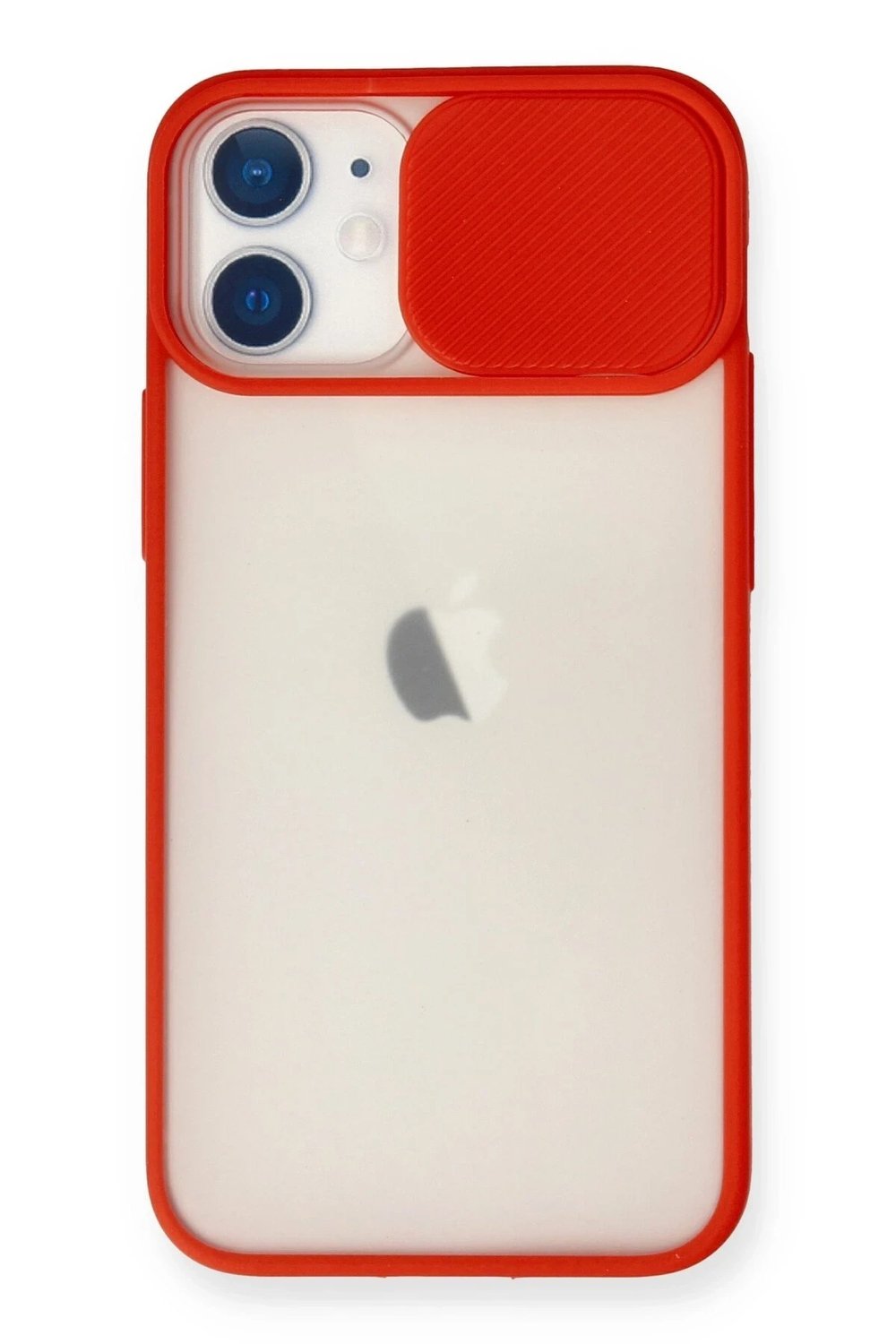 Mey İthalat®  iPhone 11 Kılıf Palm Buzlu Kamera Sürgülü Silikon - Kırmızı