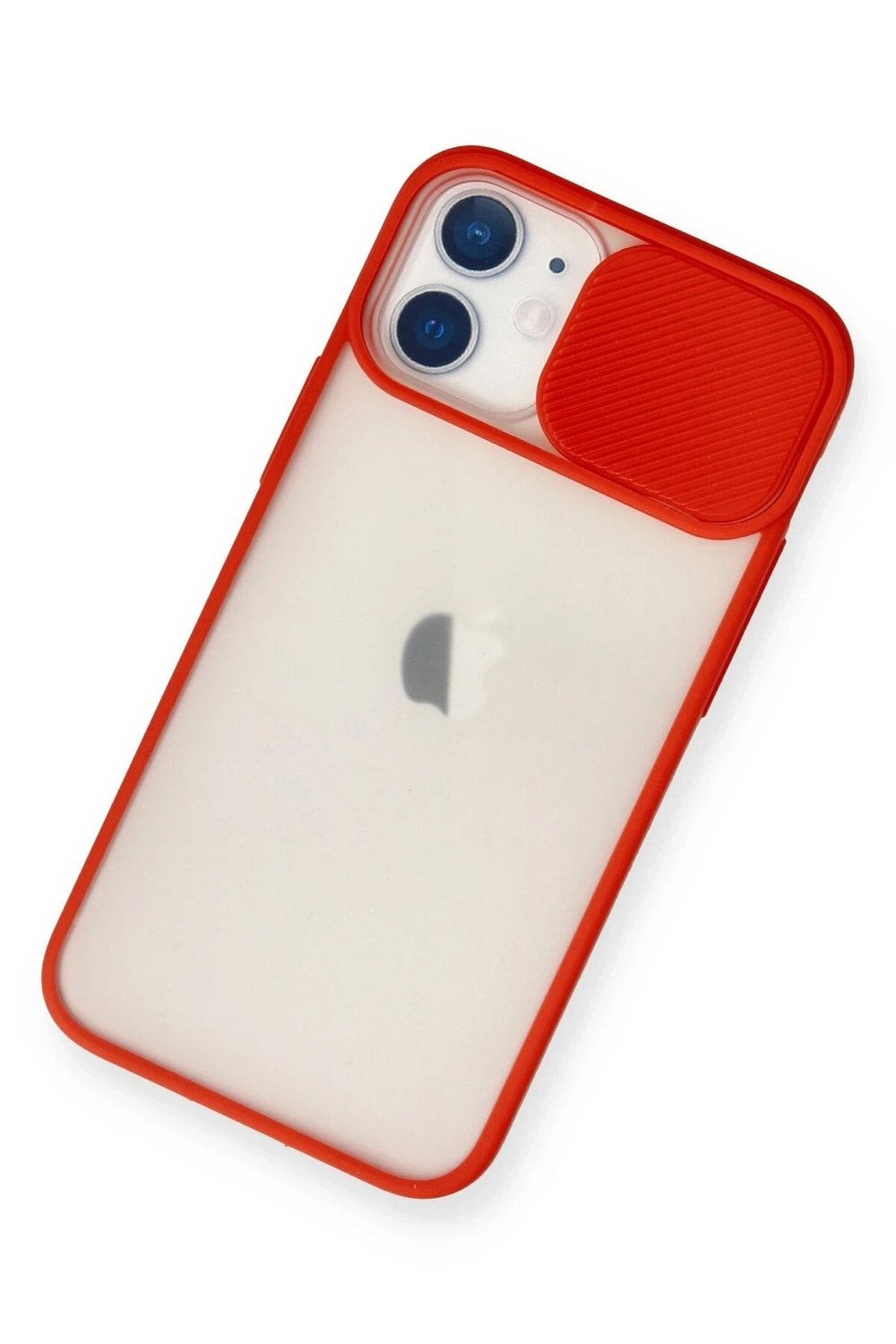 Mey İthalat®  iPhone 11 Kılıf Palm Buzlu Kamera Sürgülü Silikon - Kırmızı