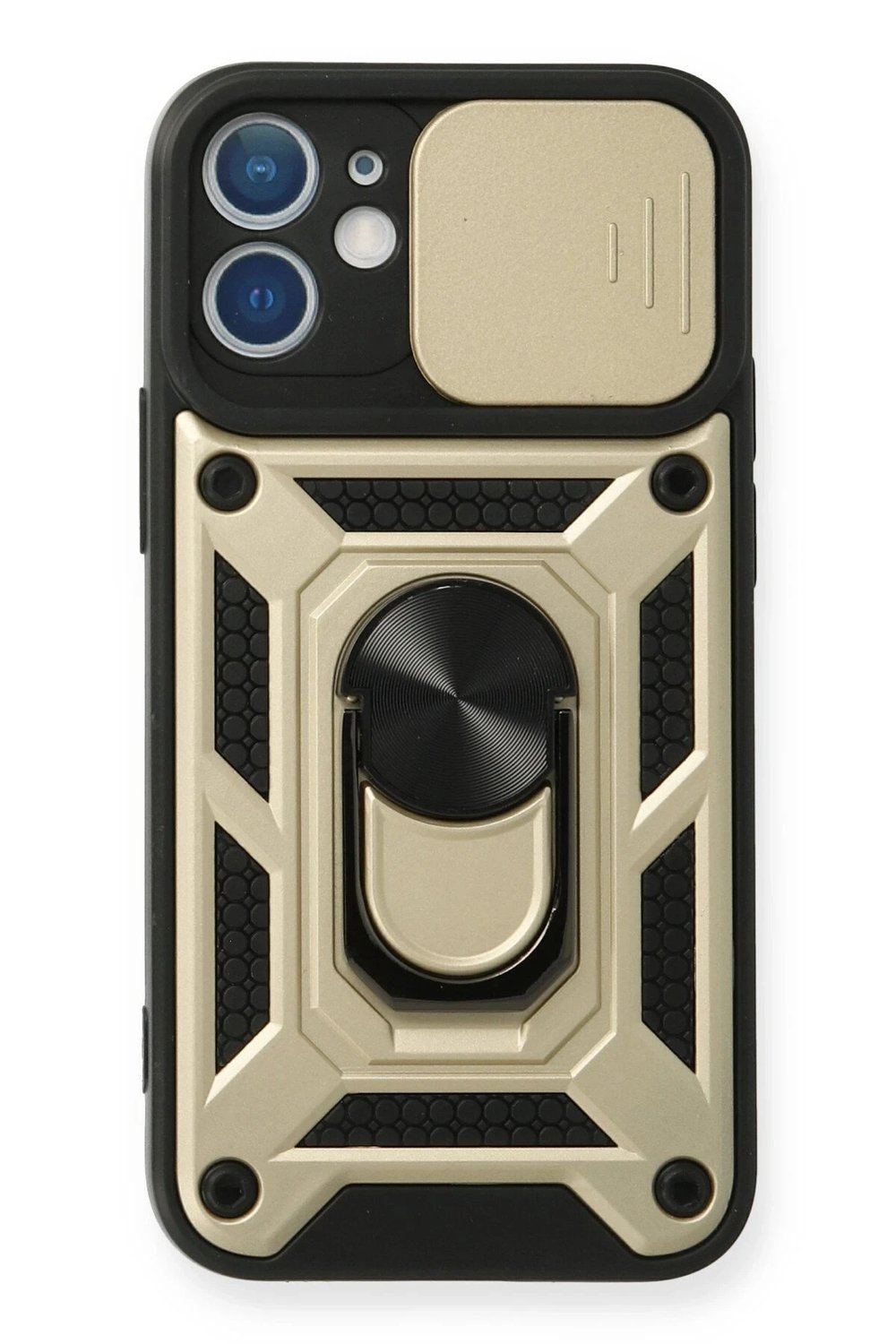 Mey İthalat®  iPhone 11 Kılıf Pars Lens Yüzüklü Silikon - Gold
