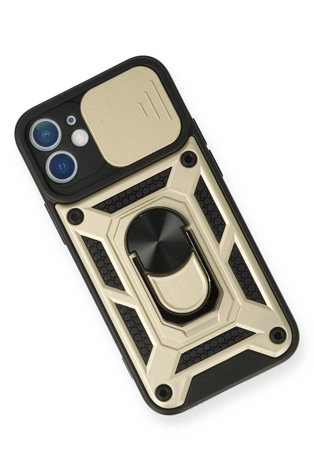 Mey İthalat®  iPhone 11 Kılıf Pars Lens Yüzüklü Silikon - Gold
