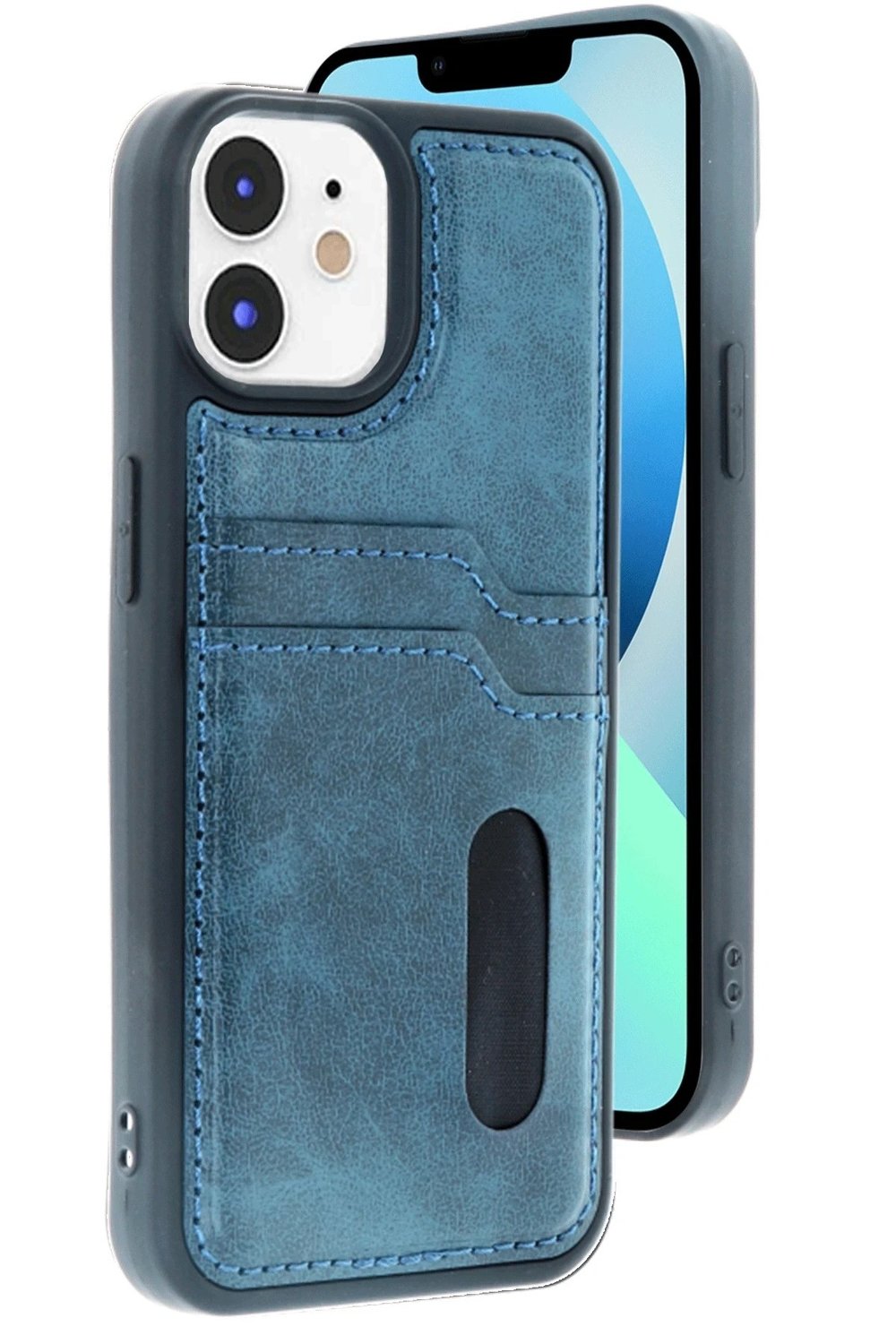 Mey İthalat®  iPhone 11 Kılıf Sara Kartvizitli Deri Kılıf - Lacivert