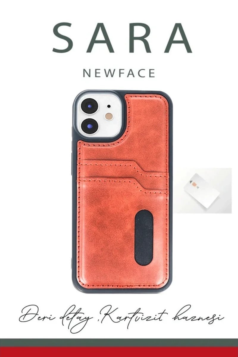 Mey İthalat®  iPhone 11 Kılıf Sara Kartvizitli Deri Kılıf - Siyah