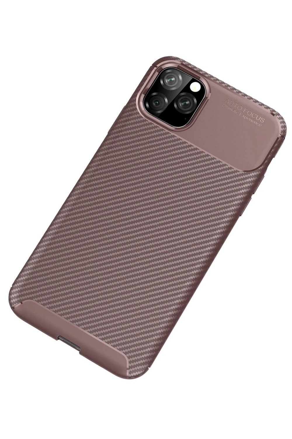 Mey İthalat®  iPhone 11 Pro Kılıf Auto Focus Karbon Kapak - Kahverengi