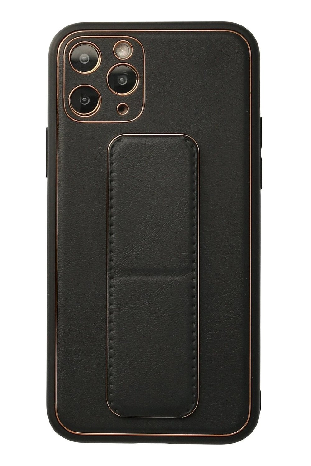 Mey İthalat®  iPhone 11 Pro Kılıf Coco Deri Standlı Kapak - Siyah