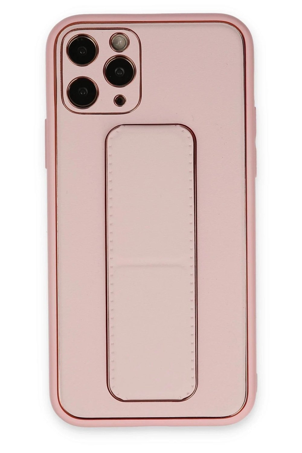 Mey İthalat®  iPhone 11 Pro Kılıf Coco Deri Standlı Kapak - Pembe