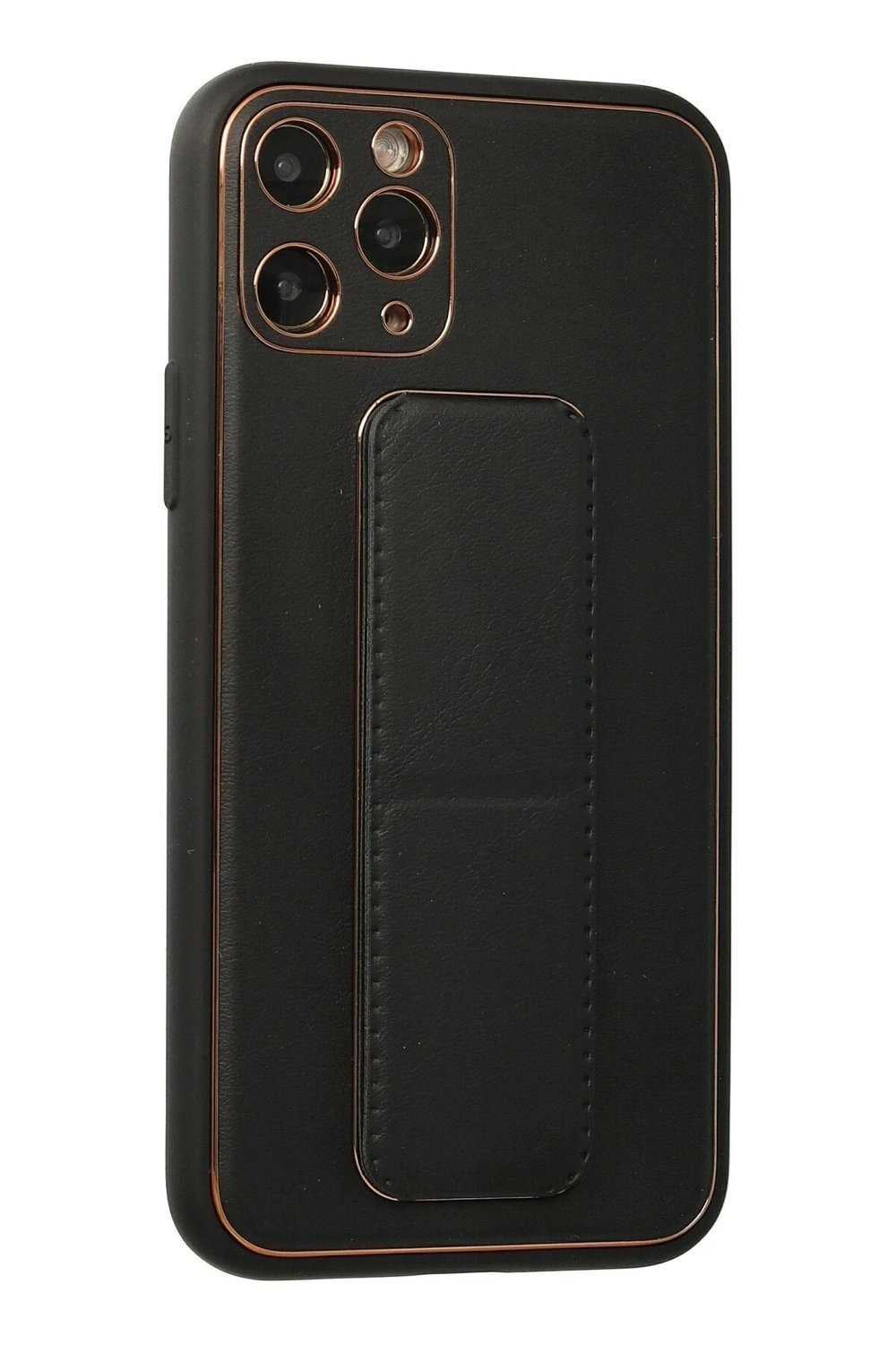 Mey İthalat®  iPhone 11 Pro Kılıf Coco Deri Standlı Kapak - Siyah