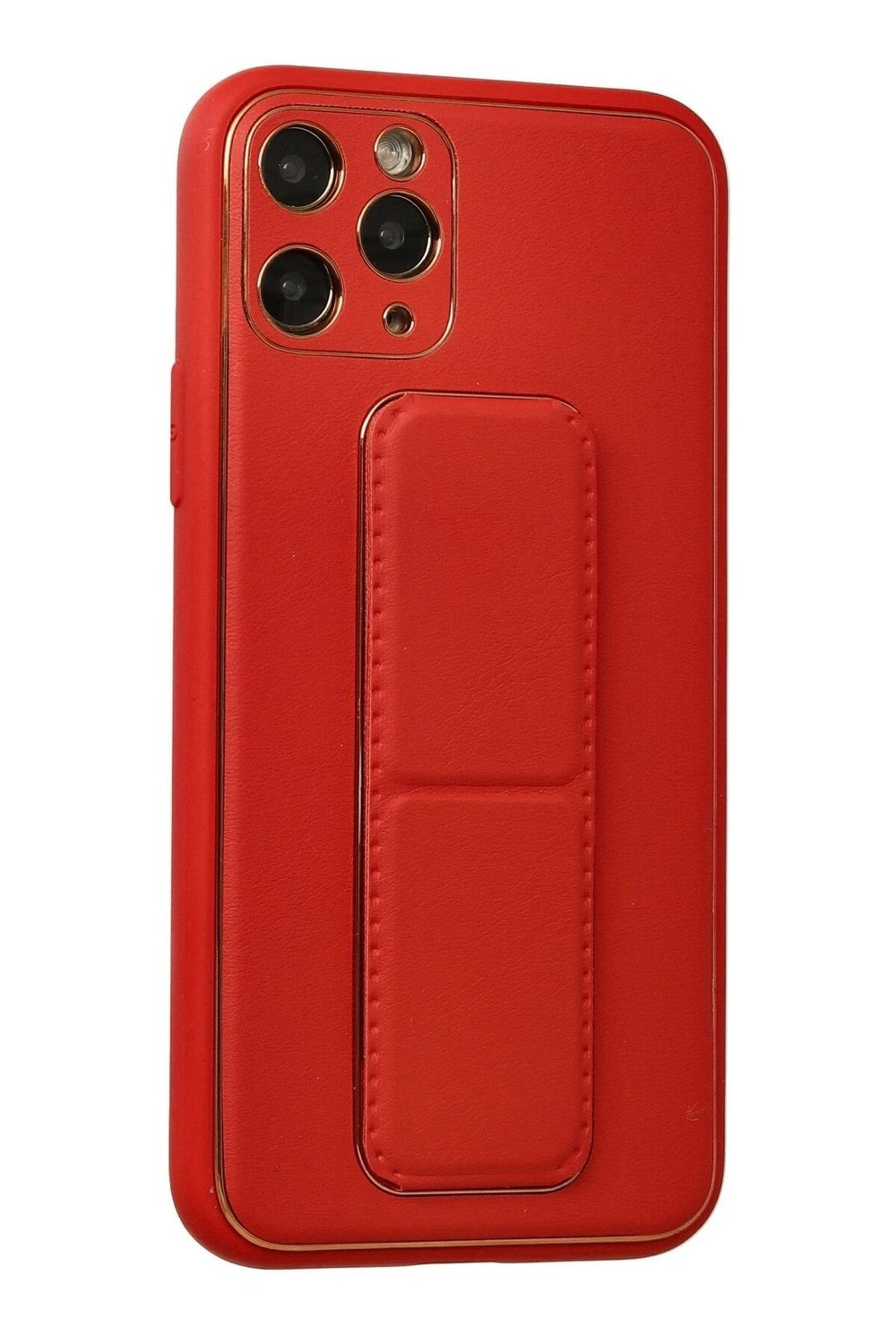 Mey İthalat®  iPhone 11 Pro Kılıf Coco Deri Standlı Kapak - Kırmızı