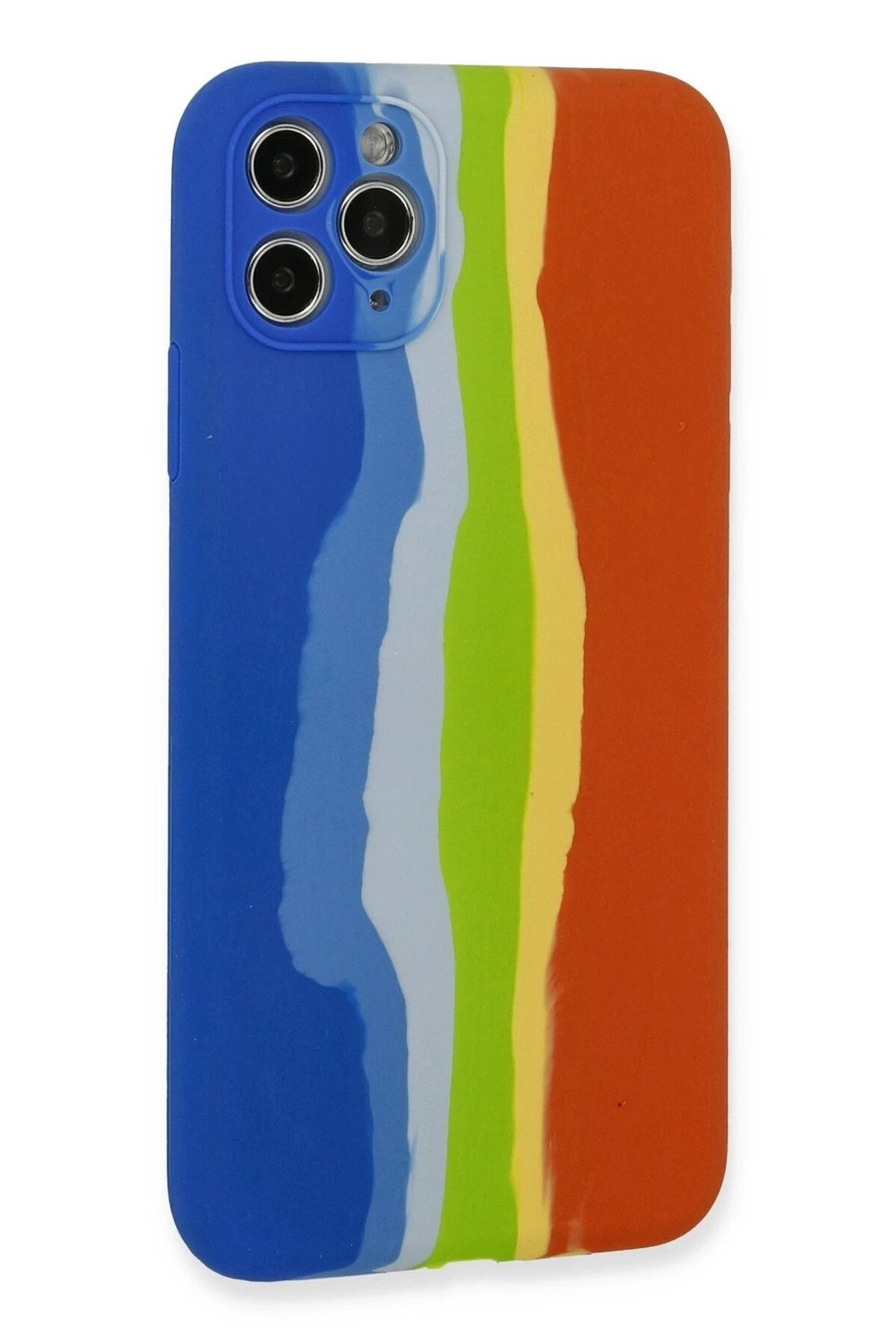 Mey İthalat®  iPhone 11 Pro Kılıf Ebruli Lansman Silikon - Mavi-Turuncu