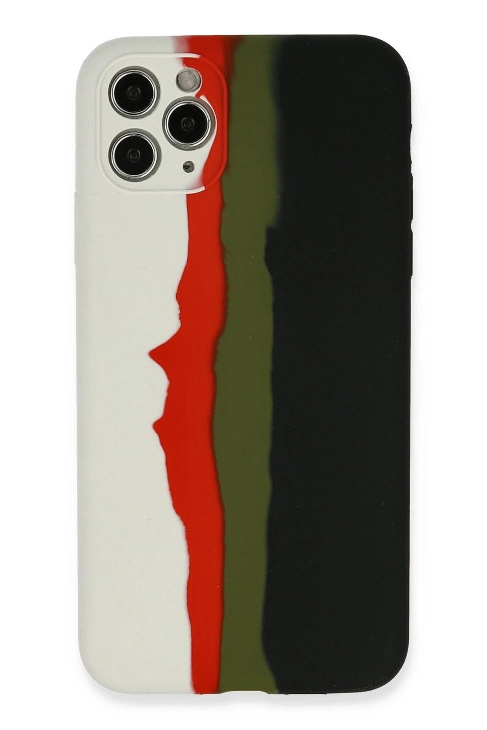 Mey İthalat®  iPhone 11 Pro Kılıf Ebruli Lansman Silikon - Beyaz-Siyah