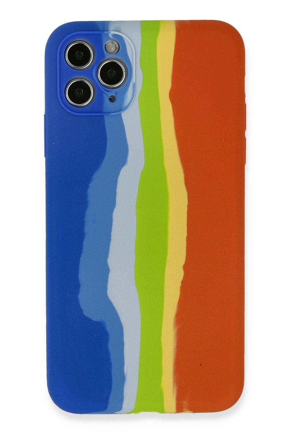 Mey İthalat®  iPhone 11 Pro Kılıf Ebruli Lansman Silikon - Mavi-Turuncu