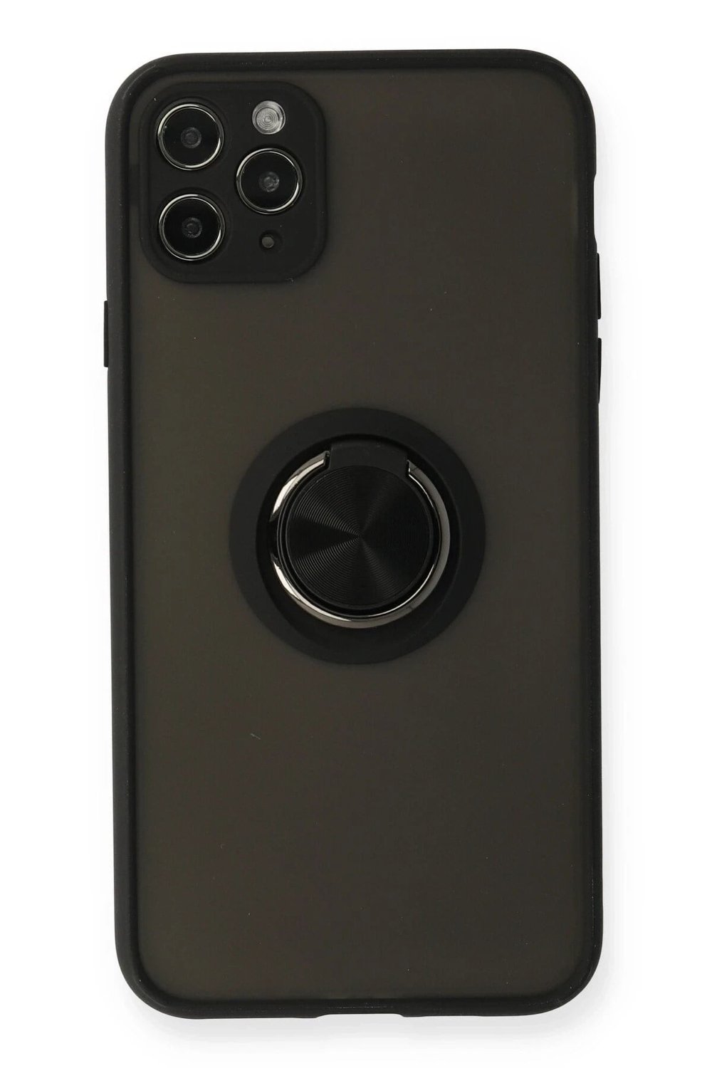 Mey İthalat®  iPhone 11 Pro Kılıf Montreal Yüzüklü Silikon Kapak - Siyah