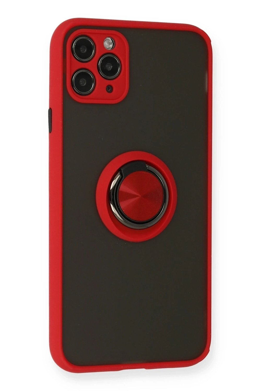 Mey İthalat®  iPhone 11 Pro Kılıf Montreal Yüzüklü Silikon Kapak - Kırmızı