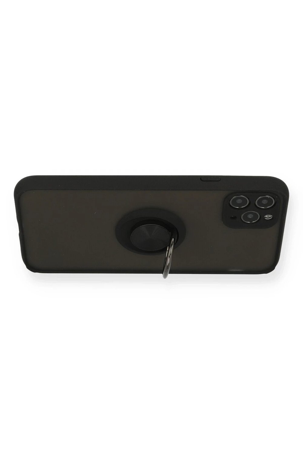 Mey İthalat®  iPhone 11 Pro Kılıf Montreal Yüzüklü Silikon Kapak - Siyah