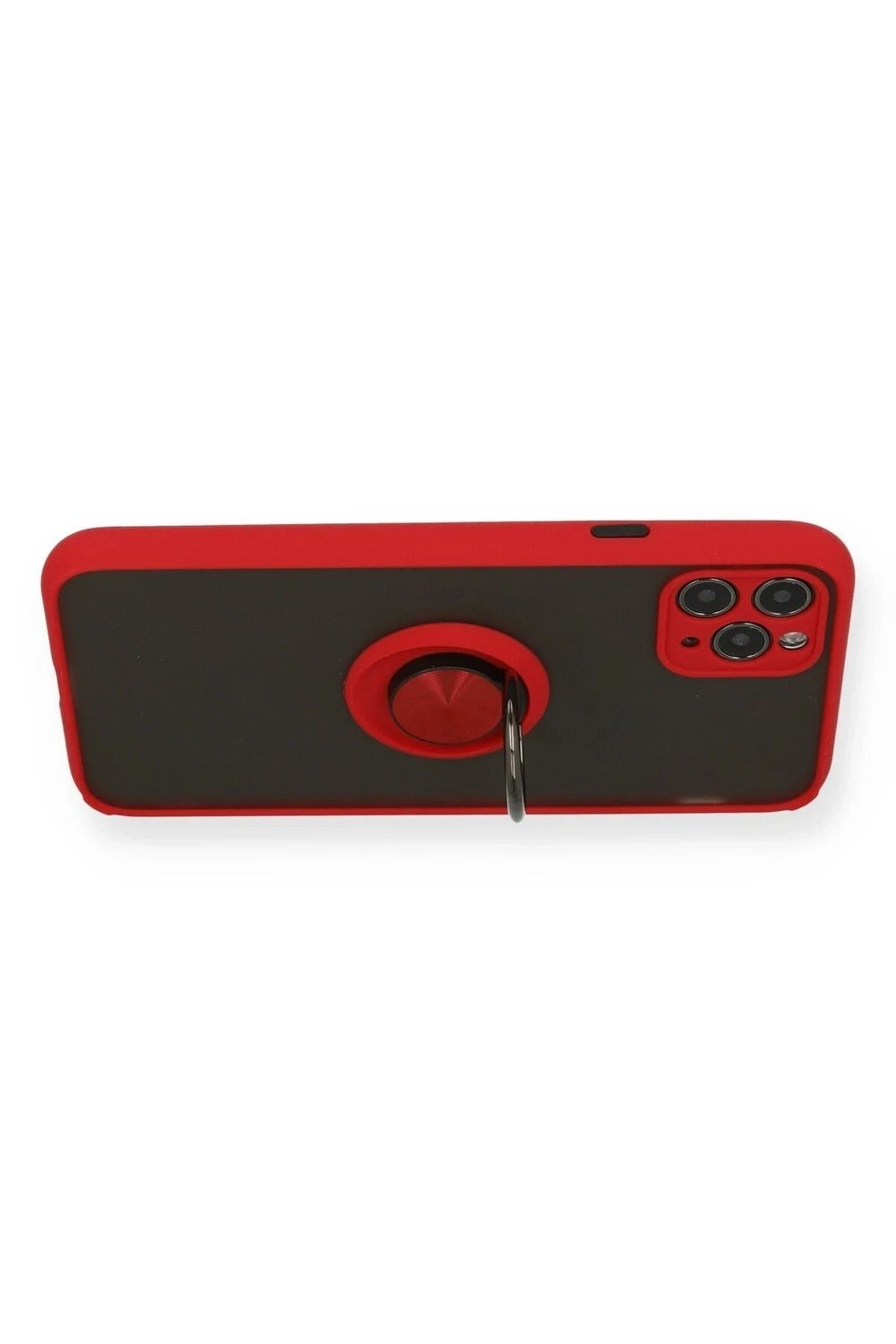 Mey İthalat®  iPhone 11 Pro Kılıf Montreal Yüzüklü Silikon Kapak - Kırmızı