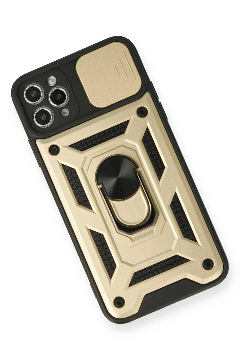 Mey İthalat®  iPhone 11 Pro Kılıf Pars Lens Yüzüklü Silikon - Gold