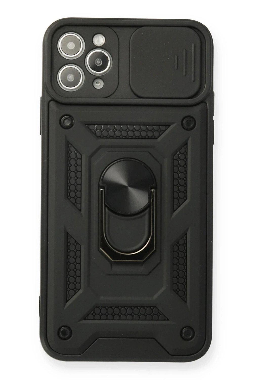Mey İthalat®  iPhone 11 Pro Kılıf Pars Lens Yüzüklü Silikon - Siyah