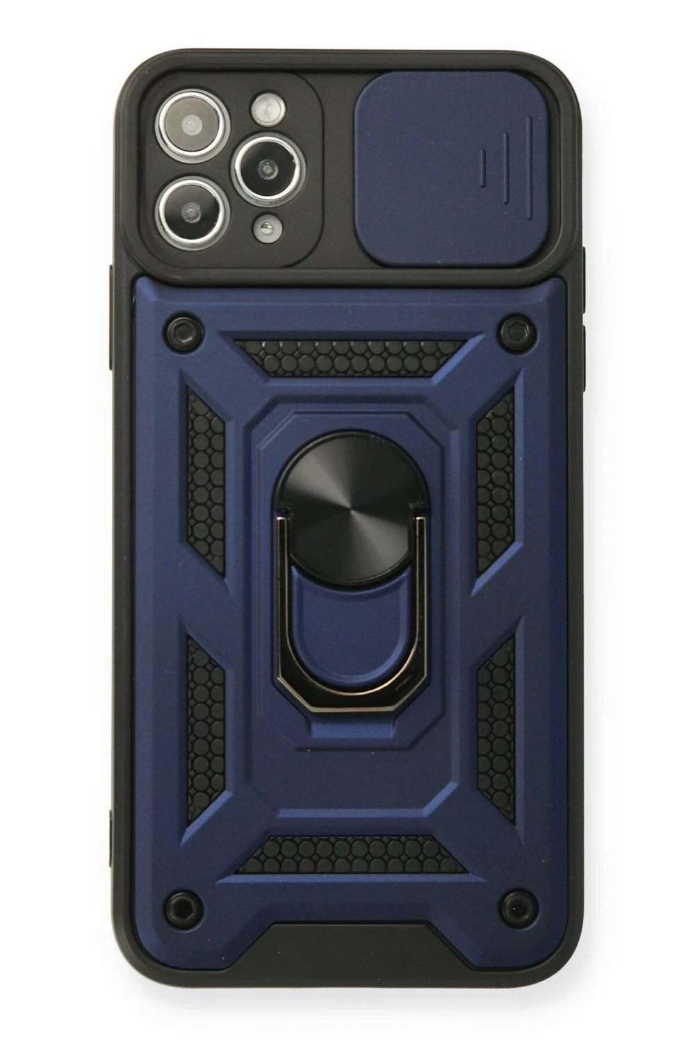 Mey İthalat®  iPhone 11 Pro Kılıf Pars Lens Yüzüklü Silikon - Lacivert