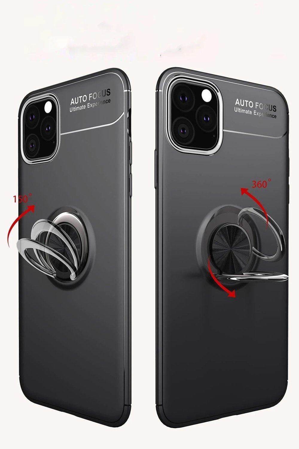Mey İthalat®  iPhone 11 Pro Kılıf Range Yüzüklü Silikon - Siyah