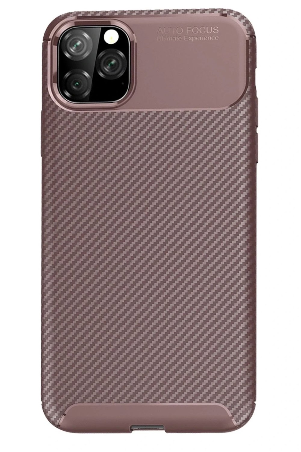 Mey İthalat®  iPhone 11 Pro Max Kılıf Auto Focus Karbon Kapak - Kahverengi