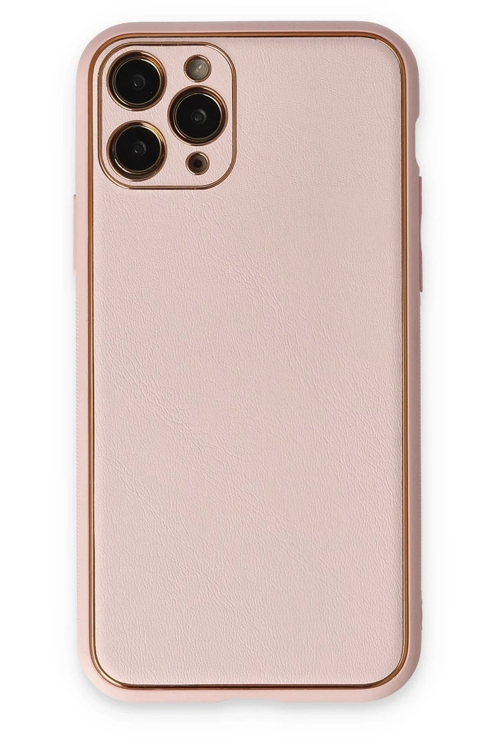 Mey İthalat®  iPhone 11 Pro Max Kılıf Coco Deri Silikon Kapak - Pudra