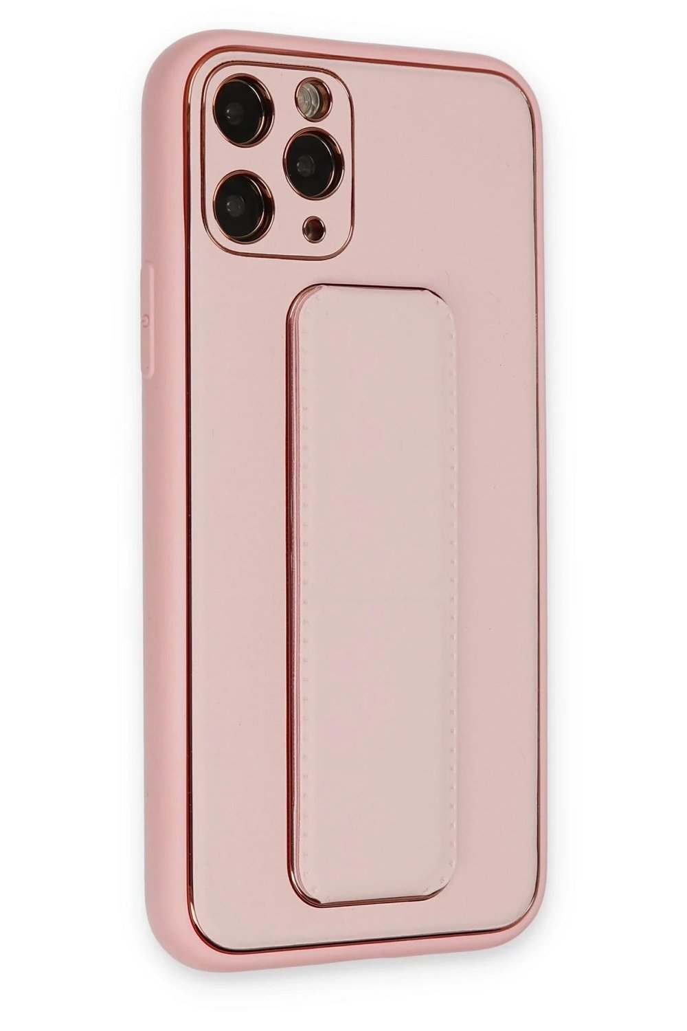 Mey İthalat®  iPhone 11 Pro Max Kılıf Coco Deri Standlı Kapak - Pembe