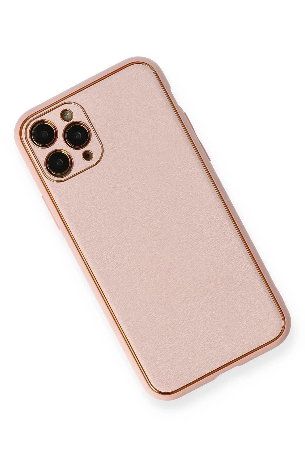 Mey İthalat®  iPhone 11 Pro Max Kılıf Coco Deri Silikon Kapak - Pembe