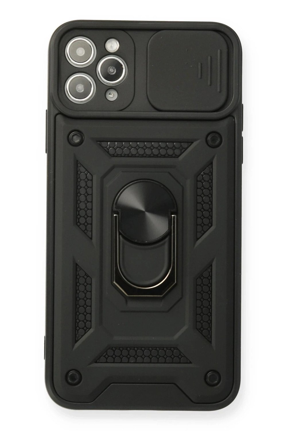 Mey İthalat®  iPhone 11 Pro Max Kılıf Pars Lens Yüzüklü Silikon - Siyah