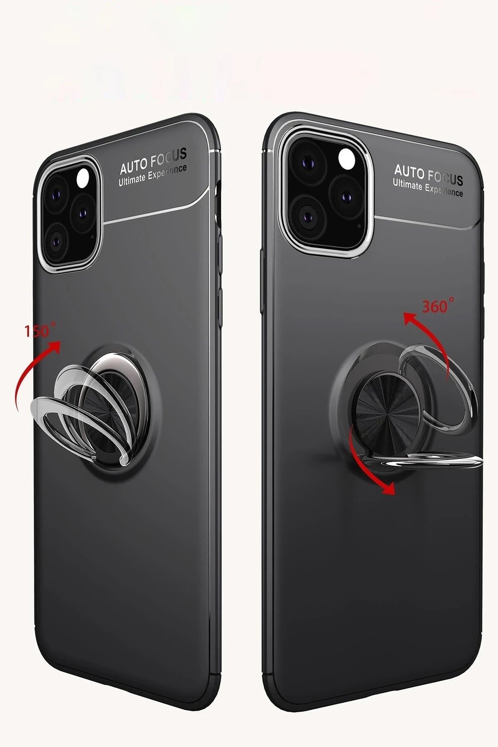 Mey İthalat®  iPhone 11 Pro Max Kılıf Range Yüzüklü Silikon - Siyah-Gold