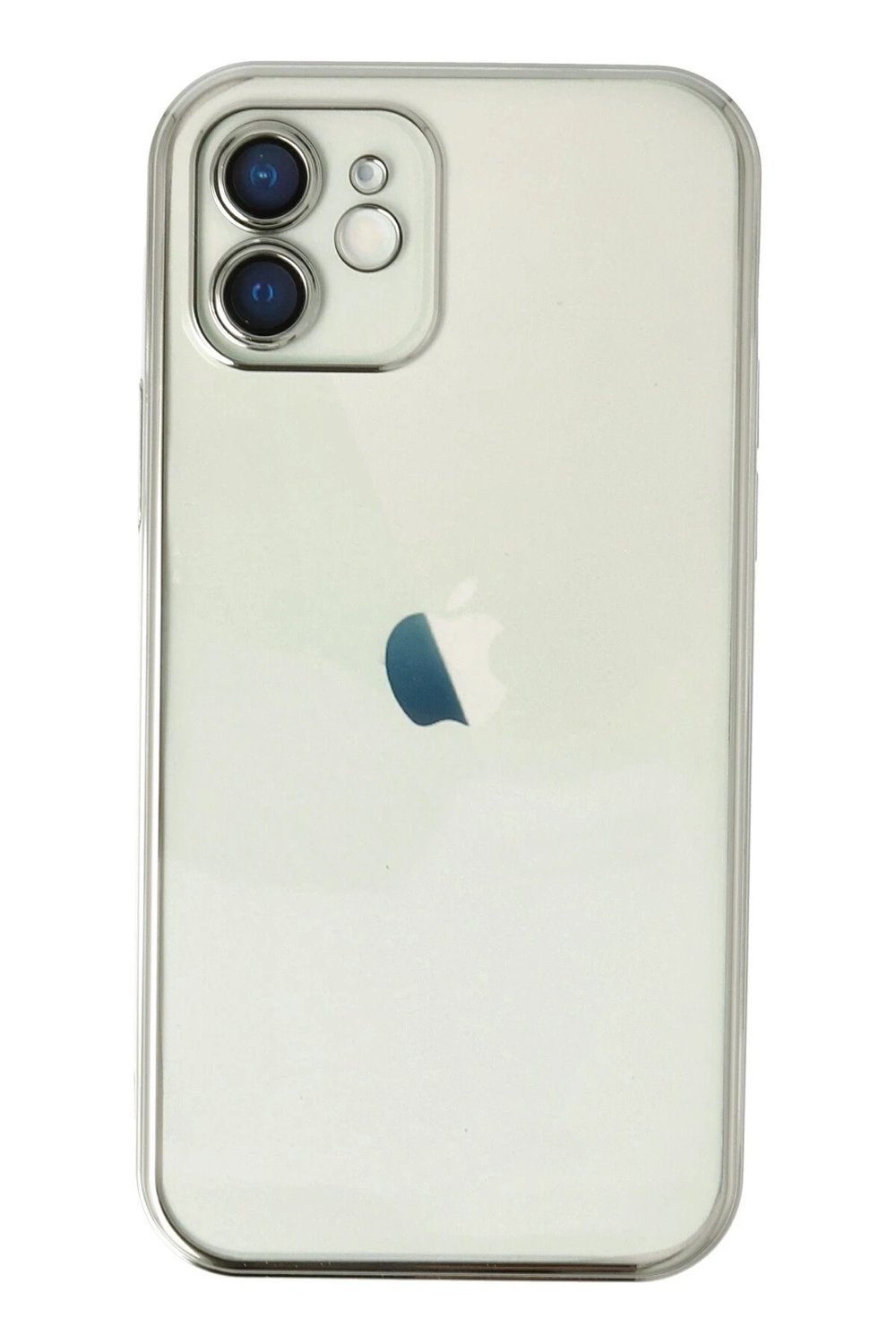 Mey İthalat®  iPhone 12 Kılıf  Lensli Silikon - Gümüş