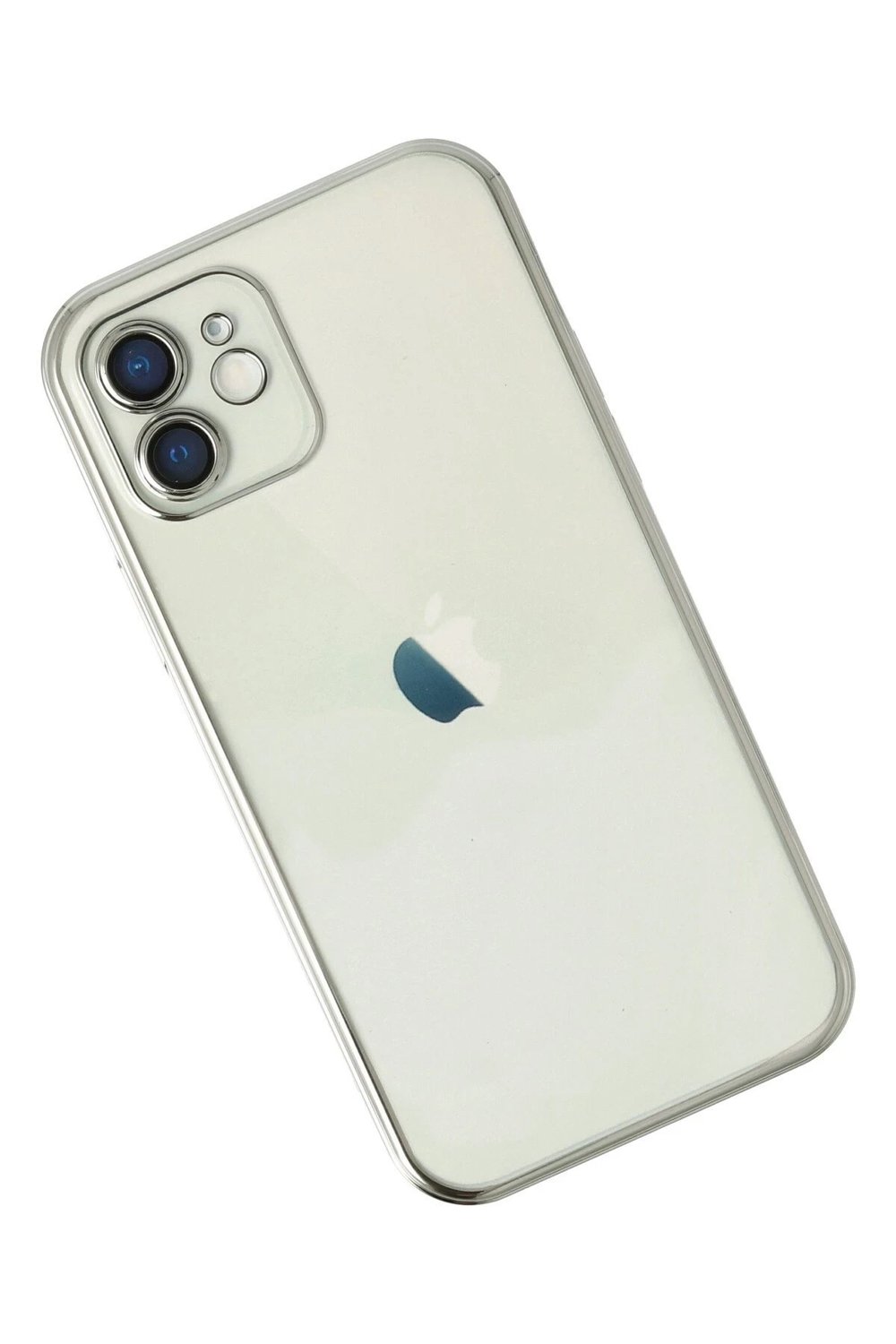 Mey İthalat®  iPhone 12 Kılıf  Lensli Silikon - Gümüş