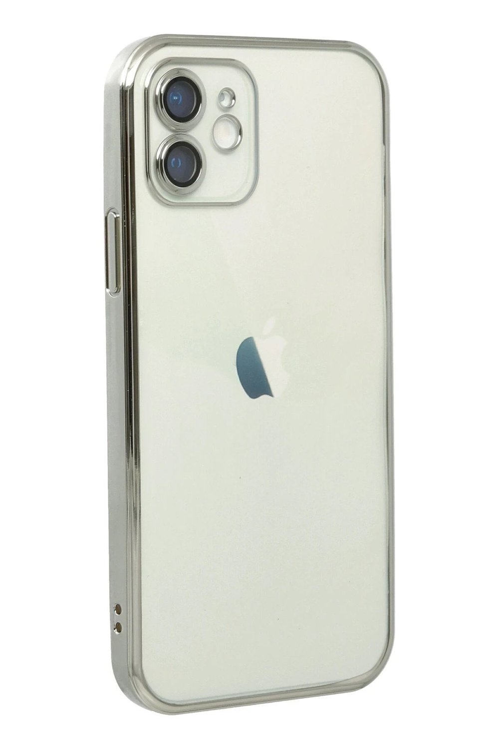 Mey İthalat®  iPhone 12 Kılıf  Lensli Silikon - Gümüş