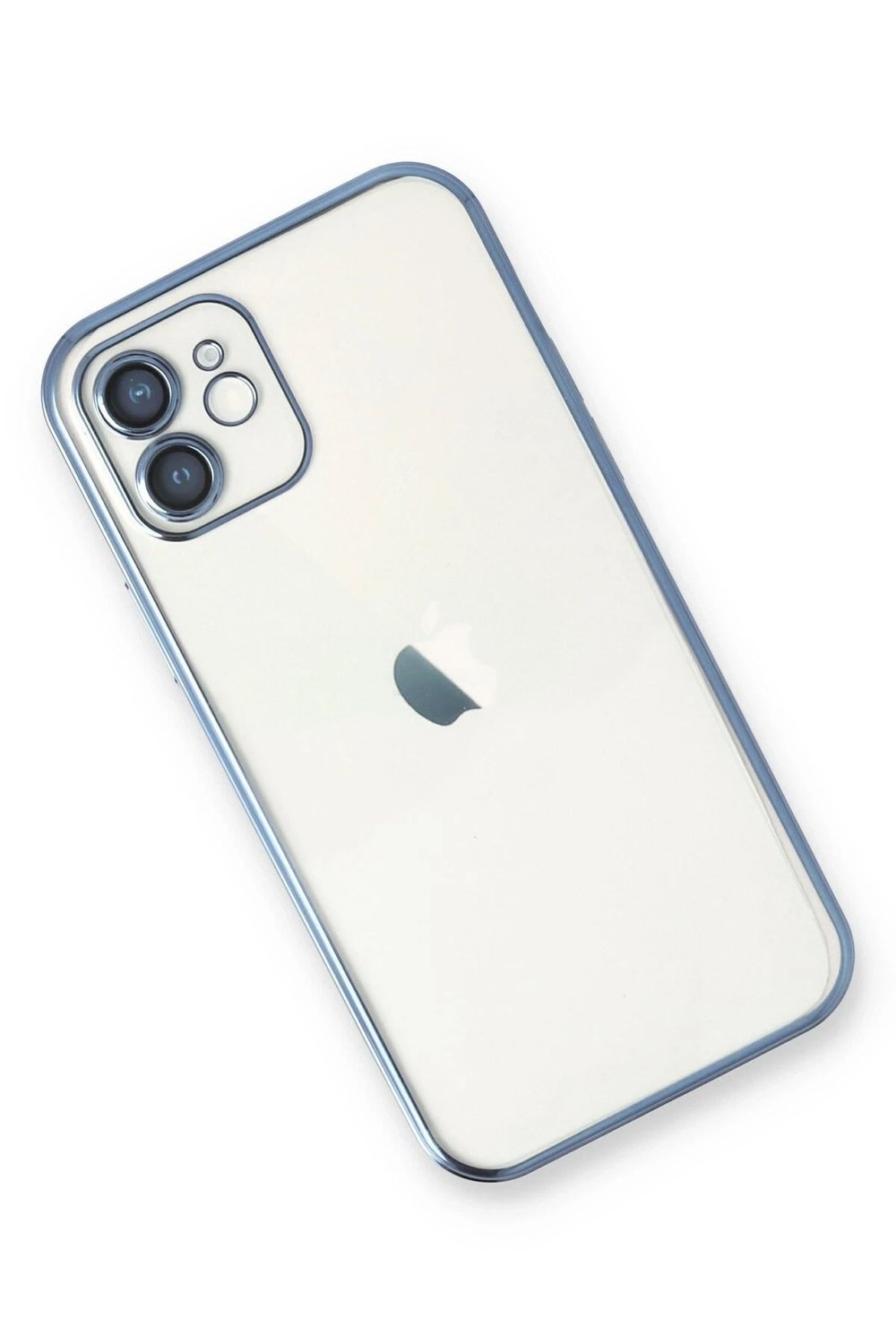 Mey İthalat®  iPhone 12 Kılıf  Lensli Silikon - Açık Mavi