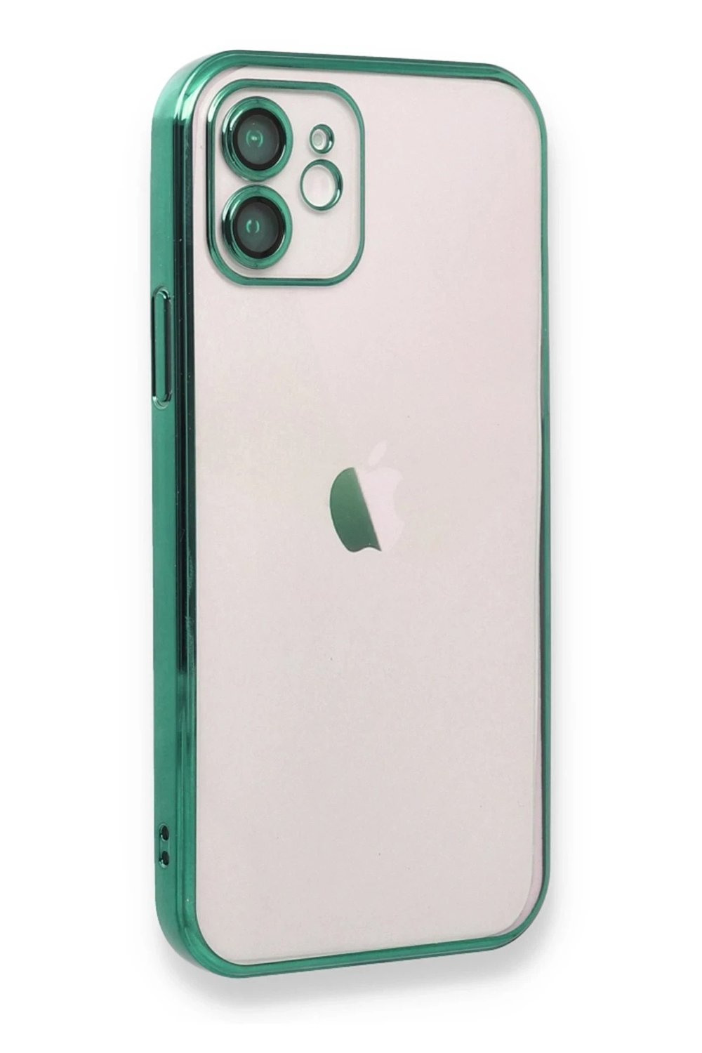 Mey İthalat®  iPhone 12 Kılıf  Lensli Silikon - Yeşil