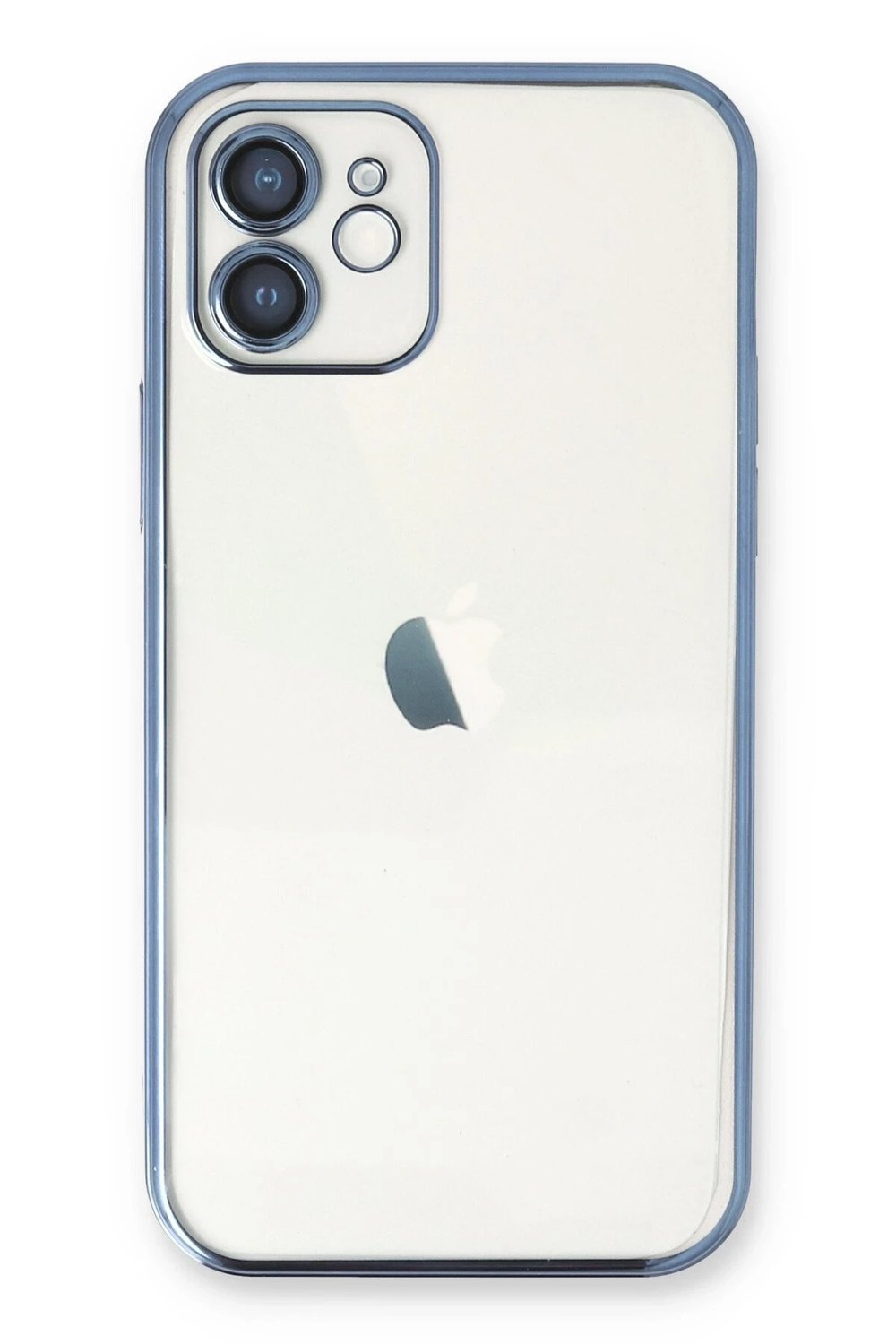 Mey İthalat®  iPhone 12 Kılıf  Lensli Silikon - Açık Mavi